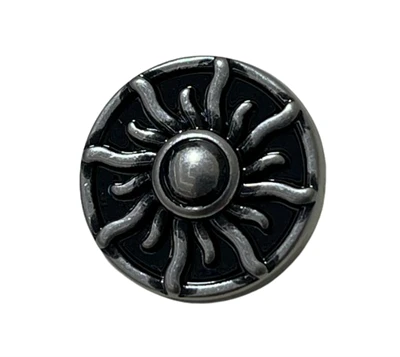 Botwm Metel Sunburst Arian Hynafol